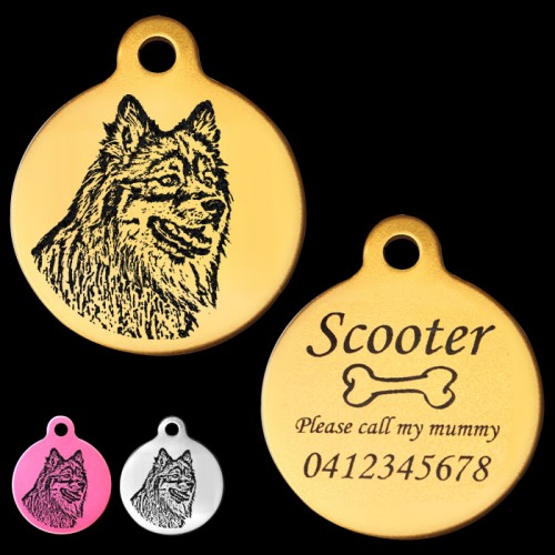 Finnish Lapphund Engraved 31mm Large Round Pet Dog ID Tag